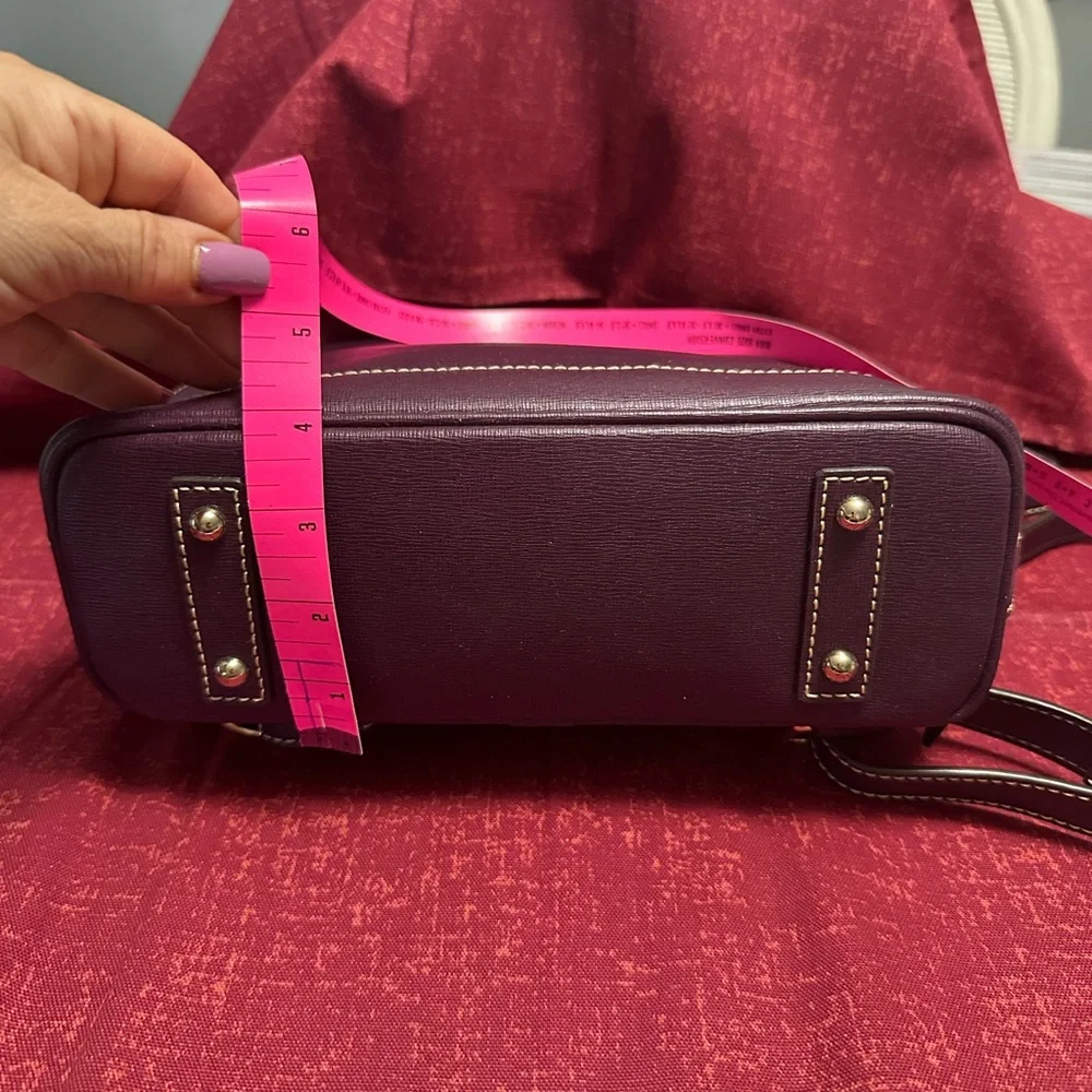 Dooney & Bourke Purple Backpack with Gold Accents - Picture 4 of 7